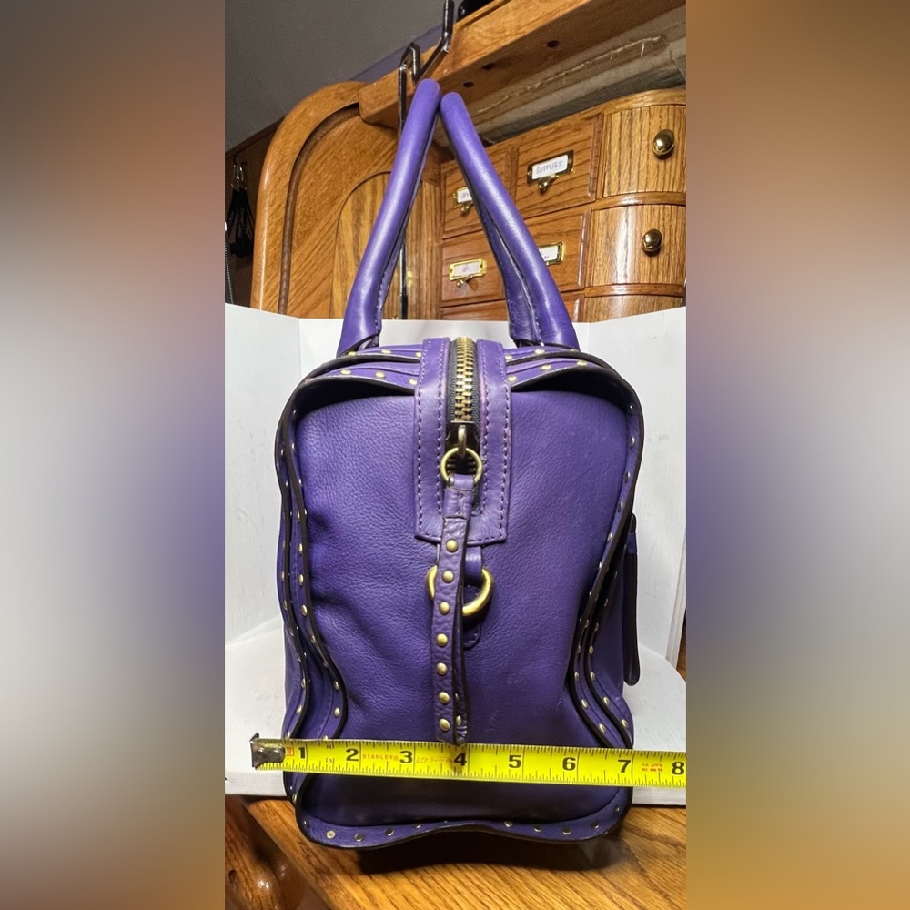 orYANY A239450 Purple Leather Satchel with Stud Detailing - Picture 4 of 9
